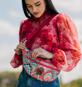 Nerka z wodoodpornego, drukowanego poliestru, fuksjowe wzory